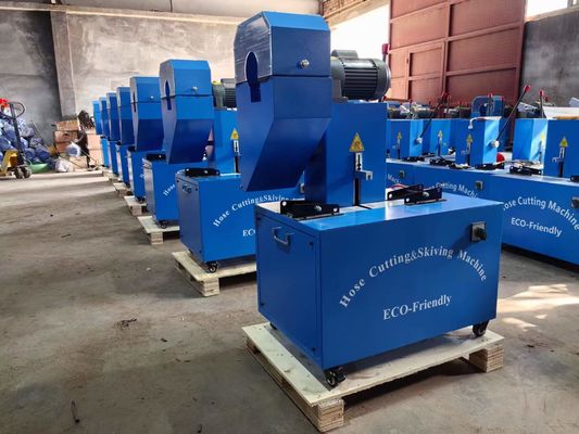 Elektrische 1/4 Zoll-2 Zoll Größe ist 850 * 600 * 1200mm Herstellung Gummi Schlauch Schneidemaschine mit Schneidmotor 2850 RPM