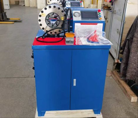 Siemens Touchscreen 2 Zoll hohes Modell Blaue Farbe 10 Dies Schlauch-Crimper / Gummi-Schlauch-Crimping-Maschine zuverlässige Leistung mit 600T Krempkraft