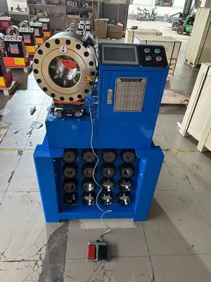 Ein guter Preis. Hochdruck-Hydraulische Schlauchcrimping-Maschine 38mm Schnellöffnung P38 1,5 Zoll von 6-38mm mit 8 Dies Blaue Farbe Online