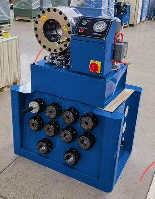 2-Zoll-Crimpbereich bis zu 51 mm, blaue Farbe, hydraulische Schlauch-Crimpmaschine, Botton-Kontrollsystem mit Schnellwechsel-Formwerkzeug und Rack und 10 austauschbaren Matrizen