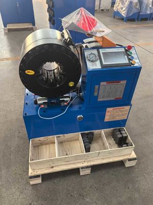 PLC-Steuerungssystem OEM-Service Industrie 16 Dies Blaue Farben 4 Zoll Crimping Range Elektrische Hydraulik Crimping Tool 0,01mm Genauigkeit Schlauch Crimping Machine