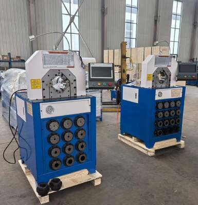 Ein guter Preis. 3 Zoll Superdicke Modell 220v/380v Hydraulische Schlauchcrimpmaschine mit 2800KN Krimpkraft PLC / Baumwollsteuerungssystem und 6-76mm Krimpweite 15 Die Online