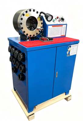 Ein guter Preis. 2 Zoll 600T 31,5 MPa Gummischlauch-Crimpmaschine, höheres Modell, blaue Farbe, Knopfsteuerungssystem, 220 V/240 V/380 V/415 V Spannung mit 6–51 mm Crimpbereich und 10 austauschbaren Einsätzen Online