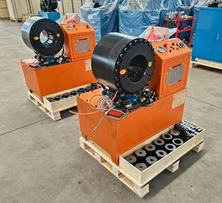 Ein guter Preis. 2 Zoll DX68 orangefarbene elektrische Hydraulikschlauch-Crimper mit Schnellwechsel-Formwerkzeugen, 6–51 mm, 10 Matrizen, Genauigkeit und 200 Stück pro Stunde Effizienz Online